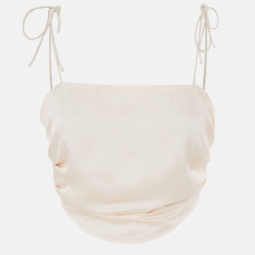Nude Satin Strappy Crop Top